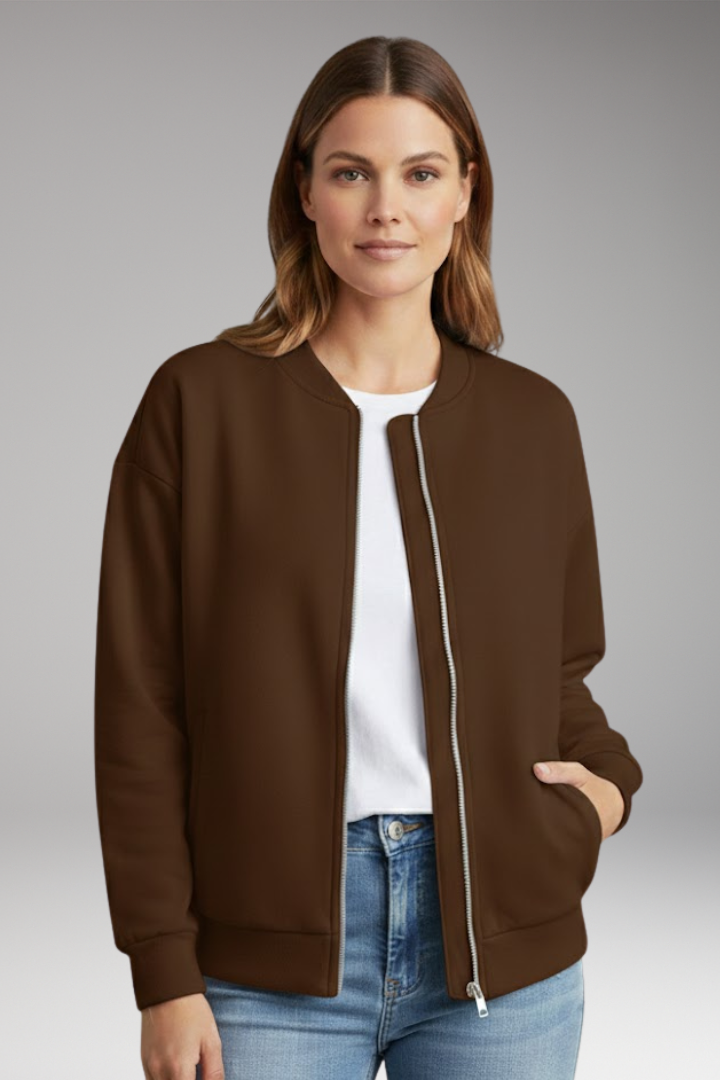 Women's Bomber Jacket Zipper Side Pockets