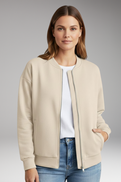 Women's Bomber Jacket Zipper Side Pockets