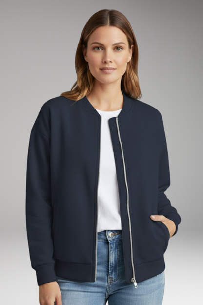 Women's Bomber Jacket Zipper Side Pockets