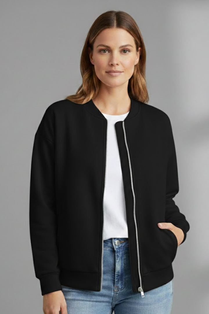 Women's Bomber Jacket Zipper Side Pockets