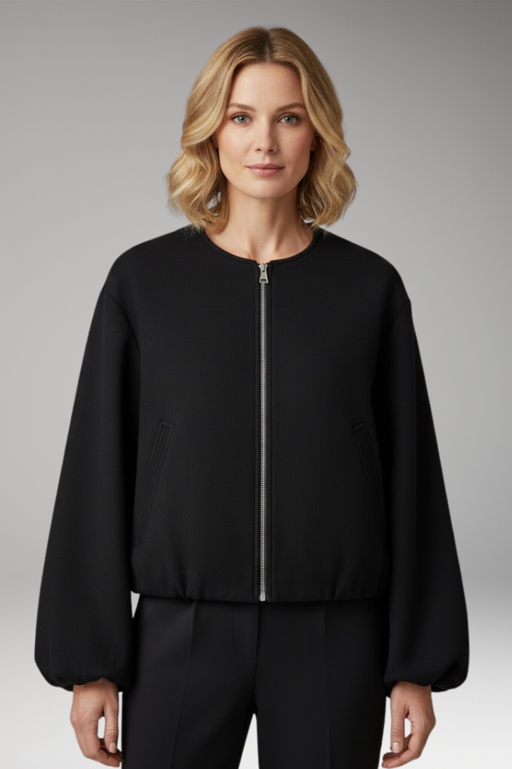 Women's Zipper Bomber Jacket Elastic Fit