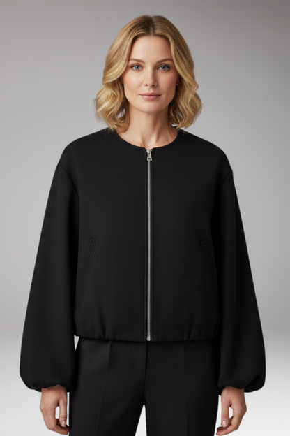 Women's Zipper Bomber Jacket Elastic Fit