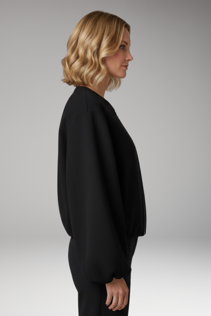 Women's Zipper Bomber Jacket Elastic Fit