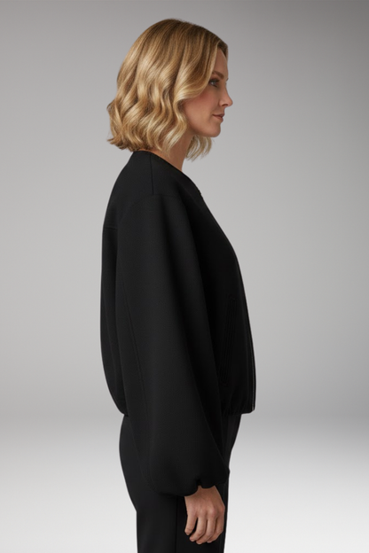 Women's Zipper Bomber Jacket Elastic Fit