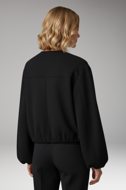 Women's Zipper Bomber Jacket Elastic Fit