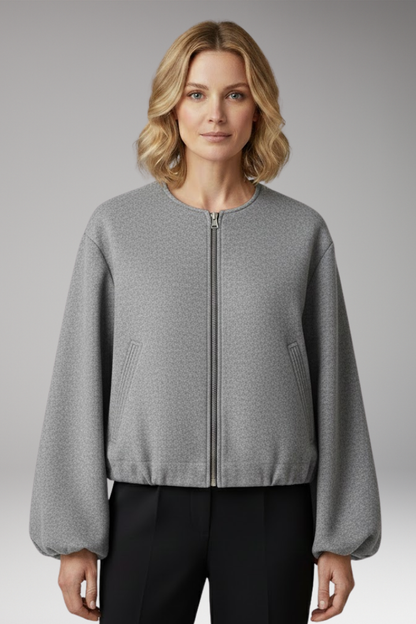 Women's Zipper Bomber Jacket Elastic Fit
