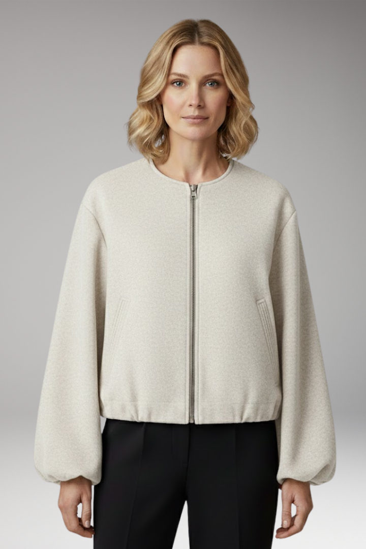 Women's Zipper Bomber Jacket Elastic Fit