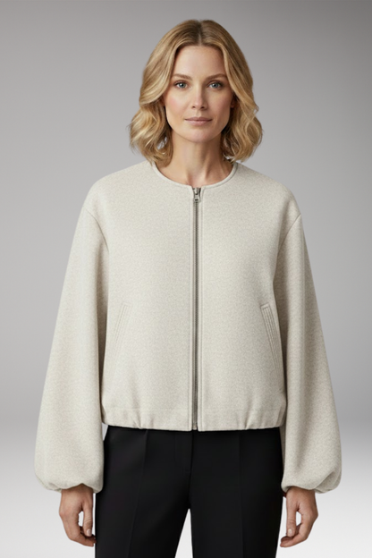 Women's Zipper Bomber Jacket Elastic Fit