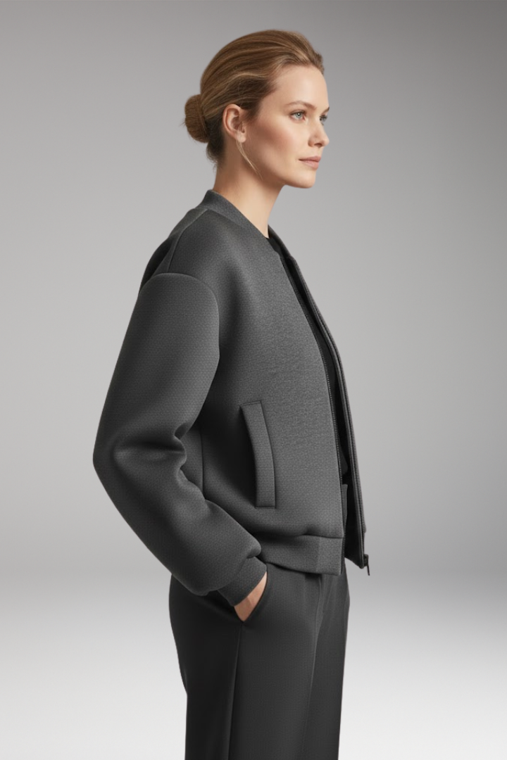 Women's Bomber Jacket Zipper Side Pockets