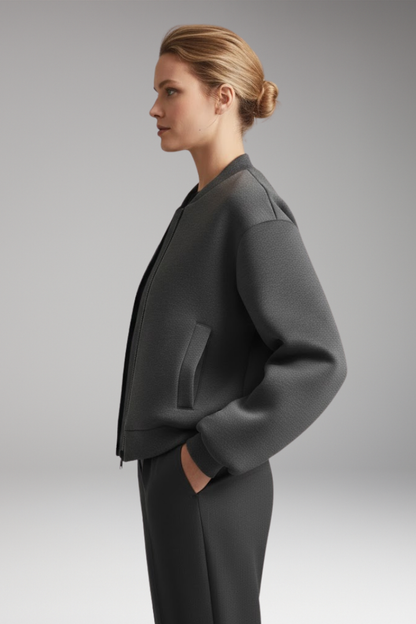 Women's Bomber Jacket Zipper Side Pockets