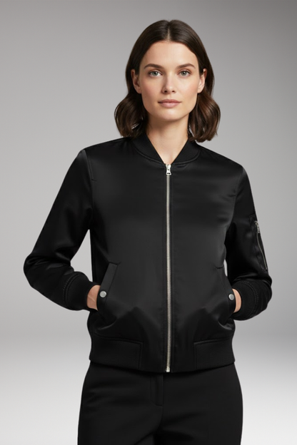 Women's Bomber Jacket Zipper Pockets