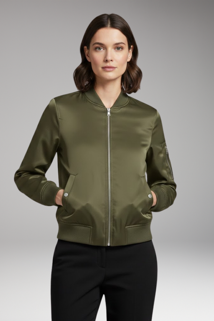 Women's Bomber Jacket Zipper Pockets