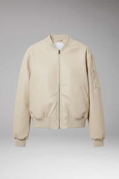 Women's Zipper Bomber Jacket Ribbed Edges - VibreMode