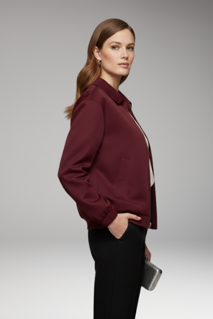 Women's Bomber Jacket Zipper Side Pockets