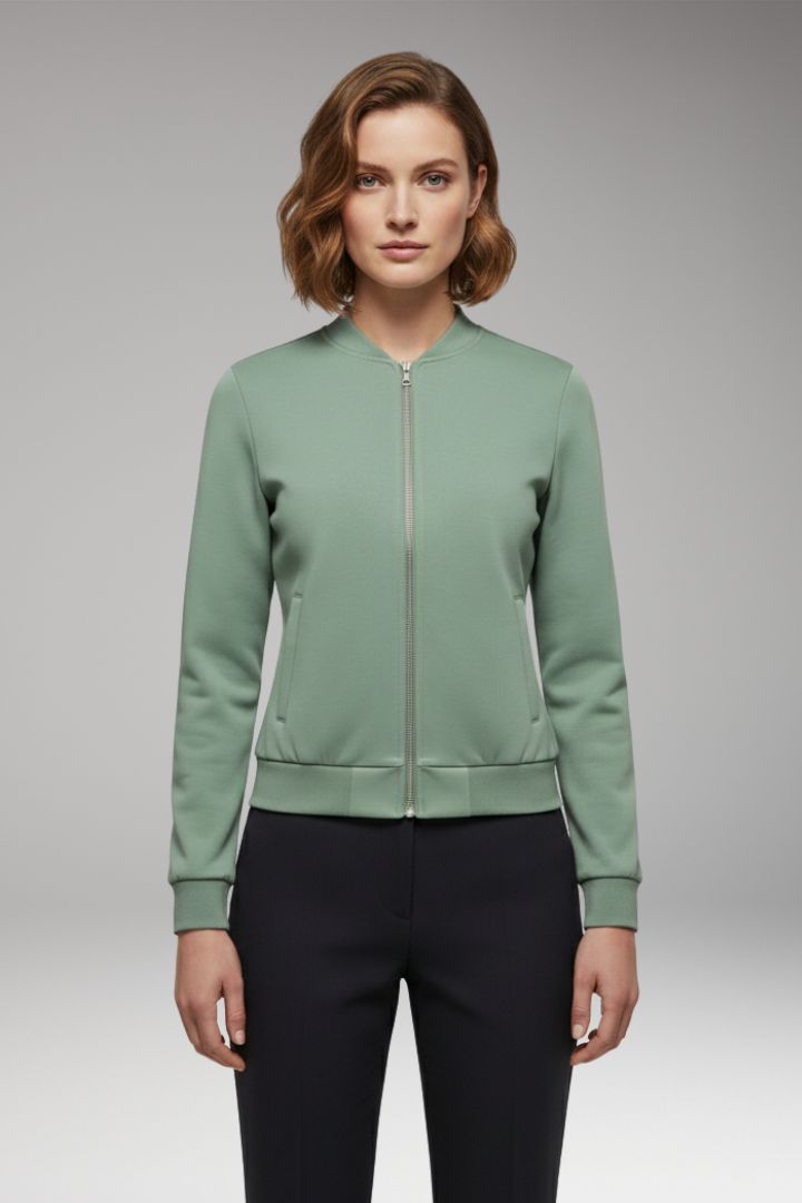 Women's Slim Fit Bomber Jacket Zipper Front