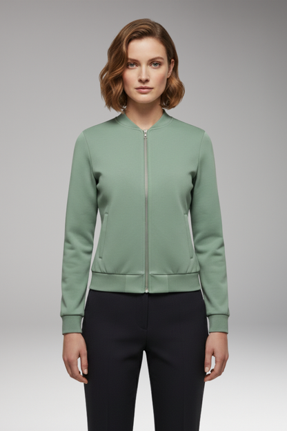 Women's Slim Fit Bomber Jacket Zipper Front