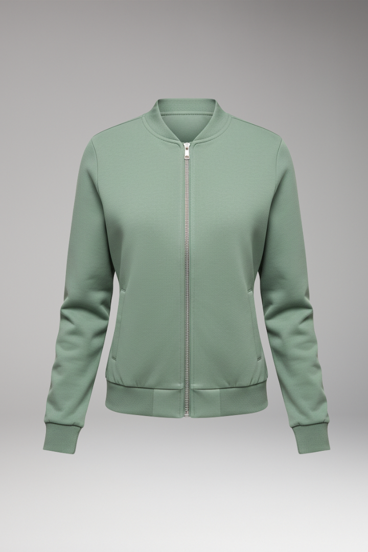 Women's Slim Fit Bomber Jacket Zipper Front - VibreMode