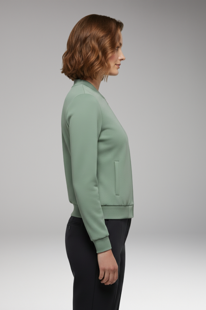 Women's Slim Fit Bomber Jacket Zipper Front