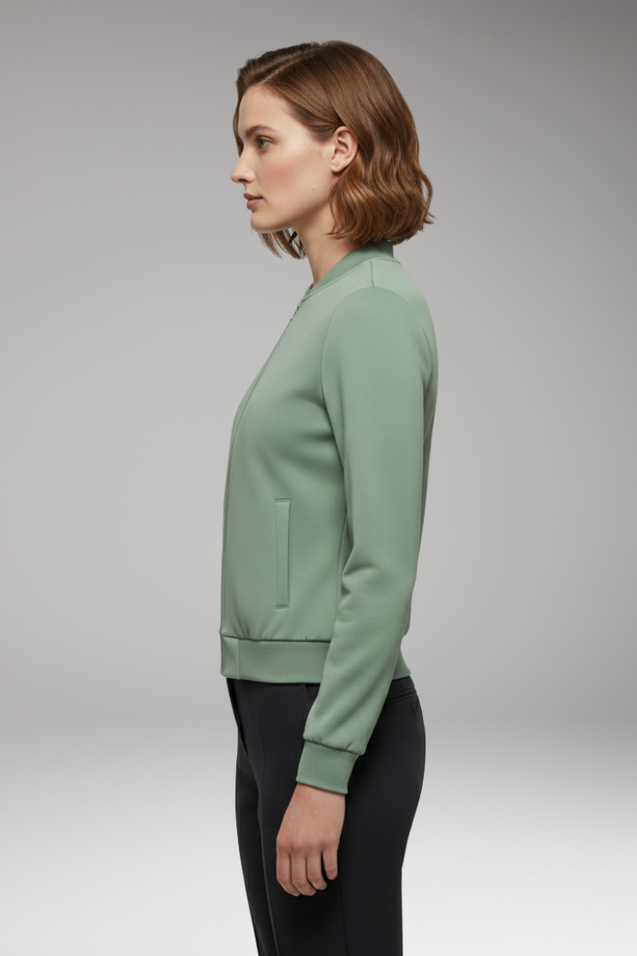 Women's Slim Fit Bomber Jacket Zipper Front