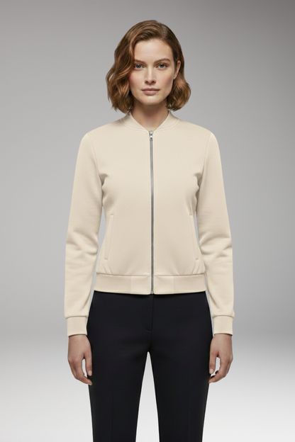 Women's Slim Fit Bomber Jacket Zipper Front
