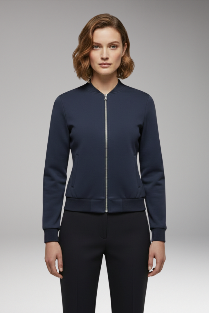 Women's Slim Fit Bomber Jacket Zipper Front