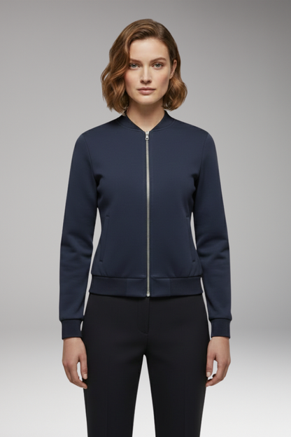 Women's Slim Fit Bomber Jacket Zipper Front