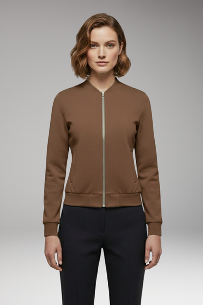Women's Slim Fit Bomber Jacket Zipper Front