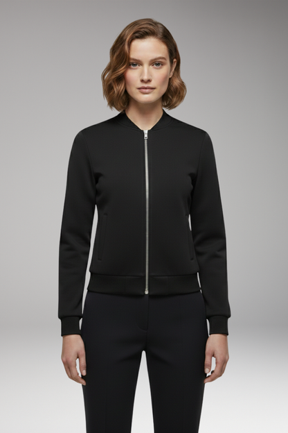 Women's Slim Fit Bomber Jacket Zipper Front