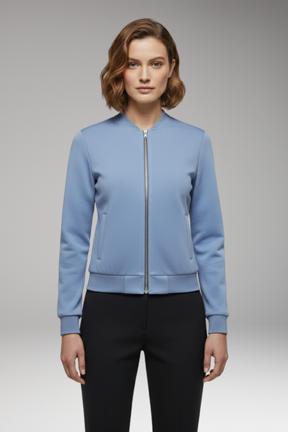 Women's Slim Fit Bomber Jacket Zipper Front