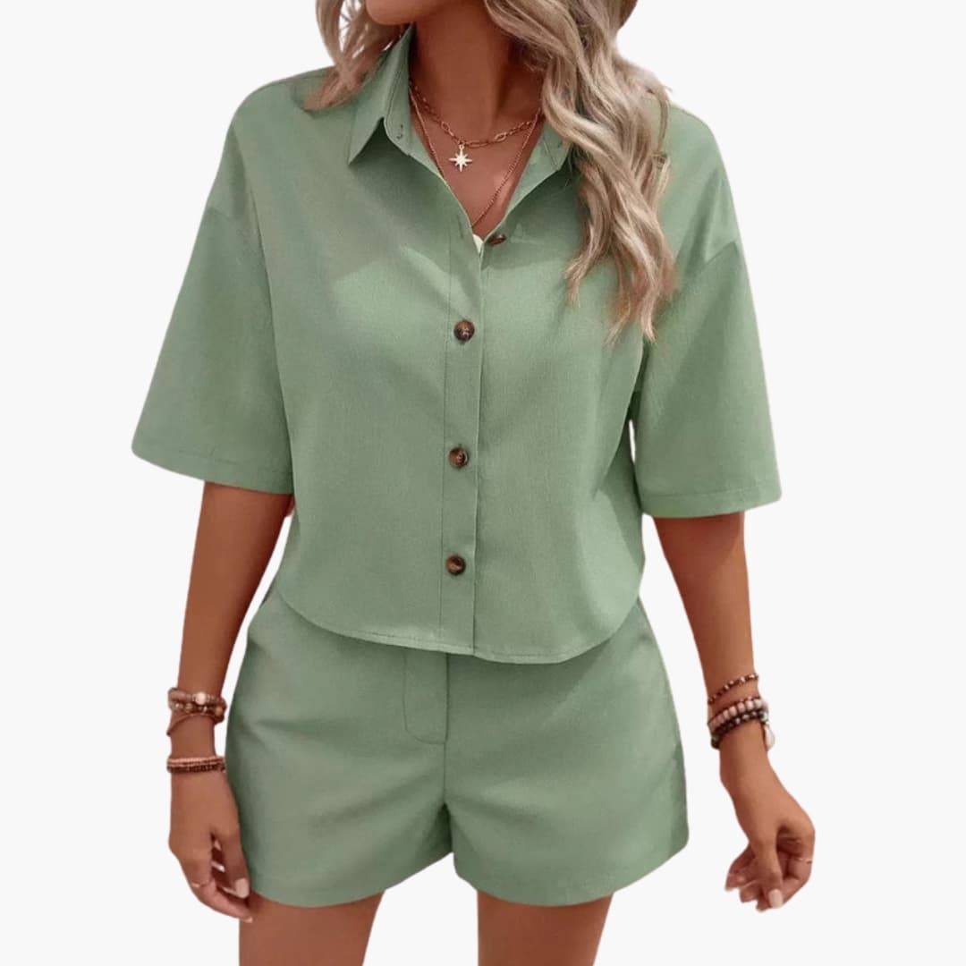 Women's Two-Piece Summer Shirt Shorts Set