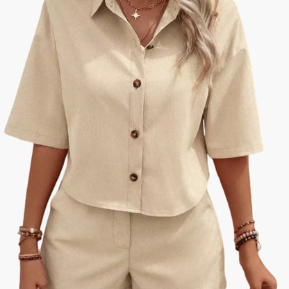 Women's Two-Piece Summer Shirt Shorts Set