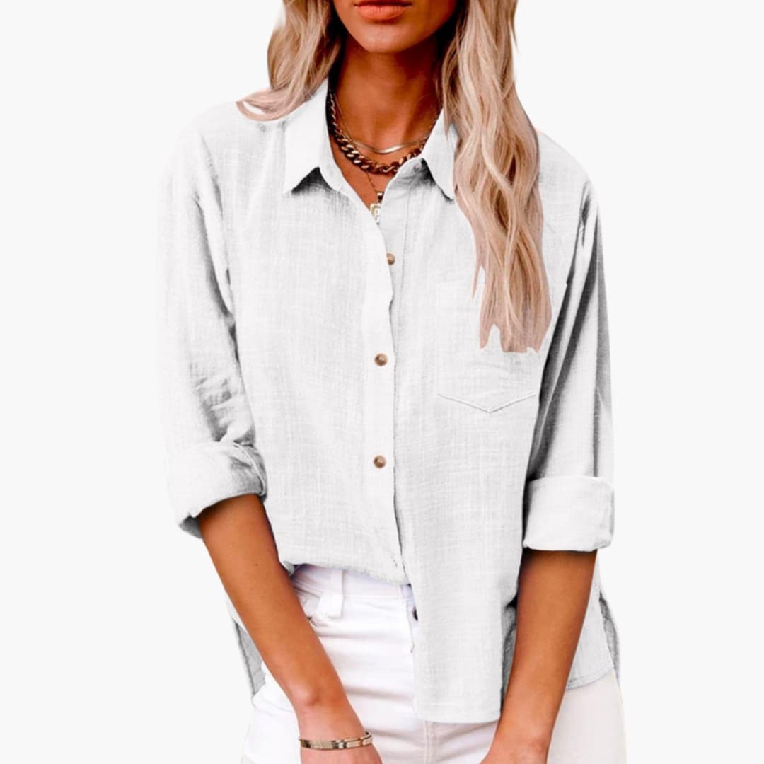 Women's Classic Short Sleeve Blouse Woven White
