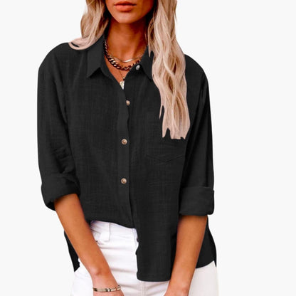 Women's Classic Short Sleeve Blouse Woven White - VibreMode