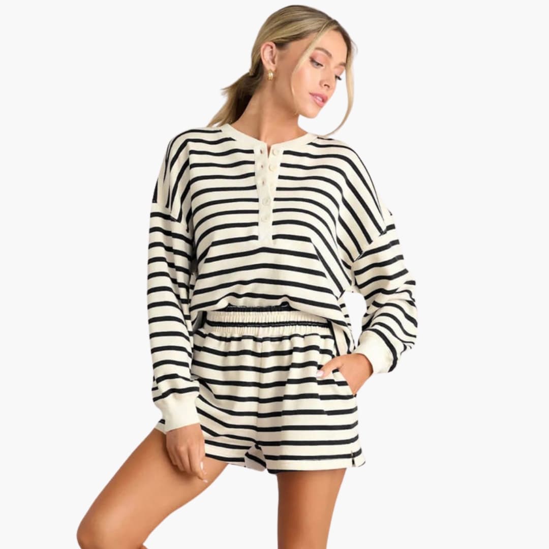 Women's Two-Piece Shorts Set Cotton Elastic Waist