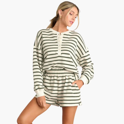 Women's Two-Piece Shorts Set Cotton Elastic Waist