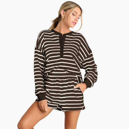 Women's Two-Piece Shorts Set Cotton Elastic Waist - VibreMode