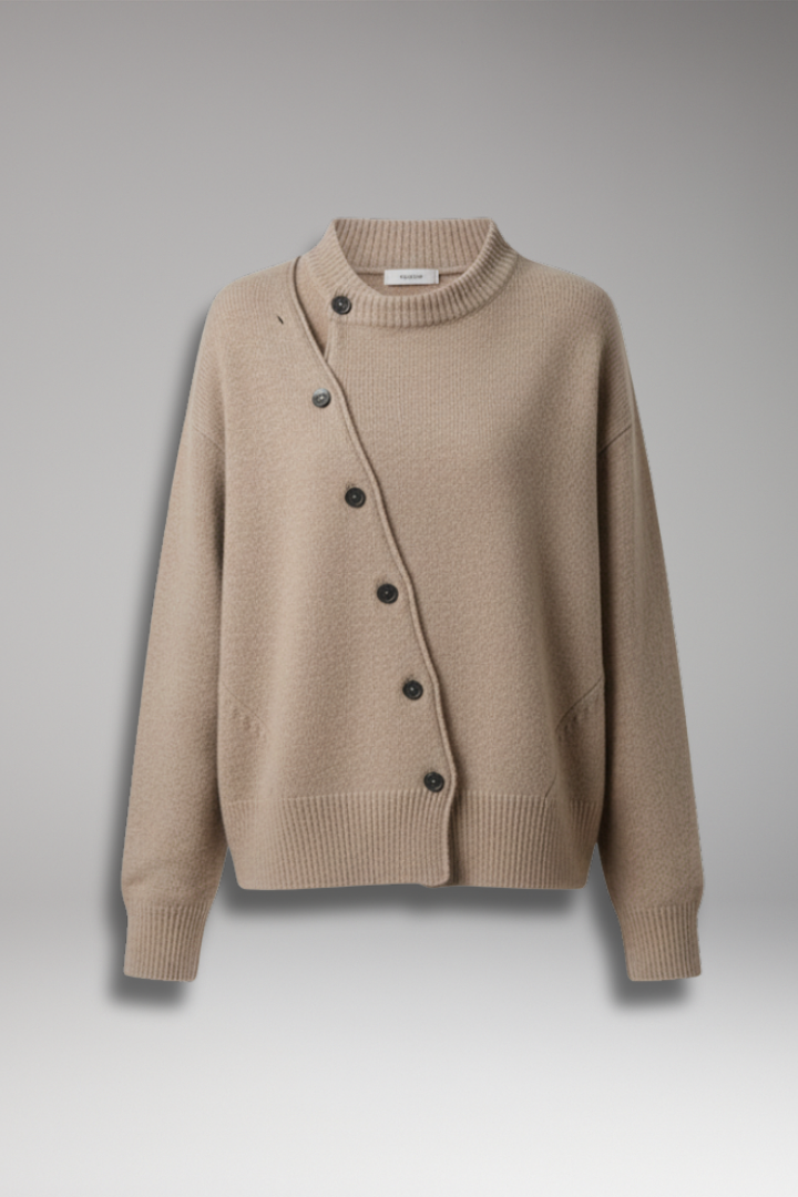 Women's Long Sleeve Asymmetrical Button Cardigan - VibreMode