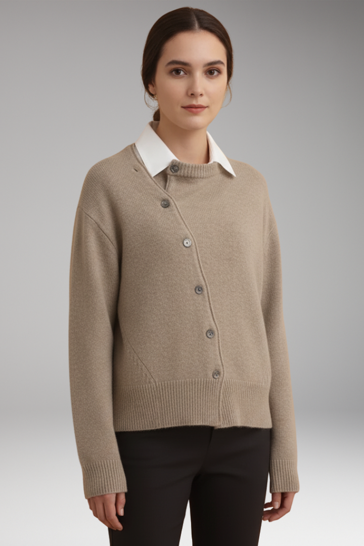 Women's Long Sleeve Asymmetrical Button Cardigan
