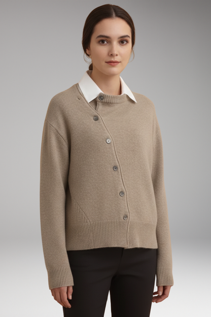 Women's Long Sleeve Asymmetrical Button Cardigan
