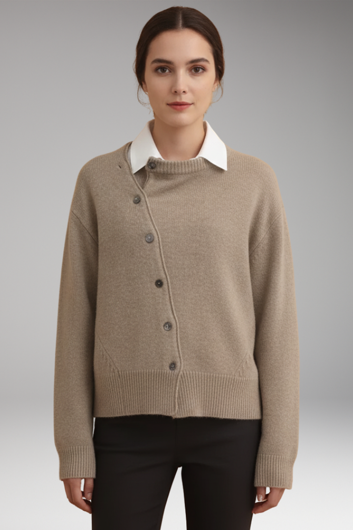 Women's Long Sleeve Asymmetrical Button Cardigan