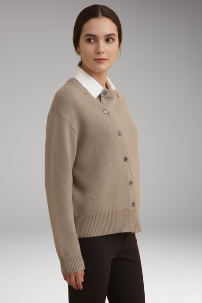 Women's Long Sleeve Asymmetrical Button Cardigan