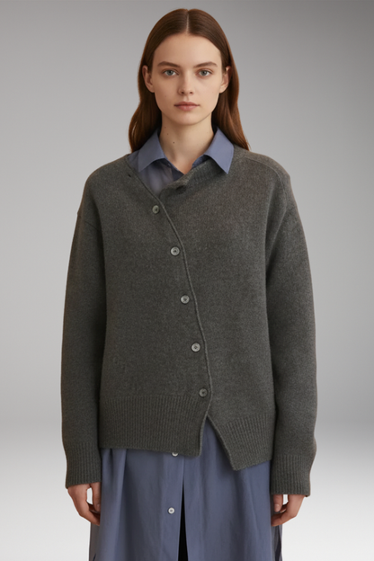 Women's Long Sleeve Asymmetrical Button Cardigan