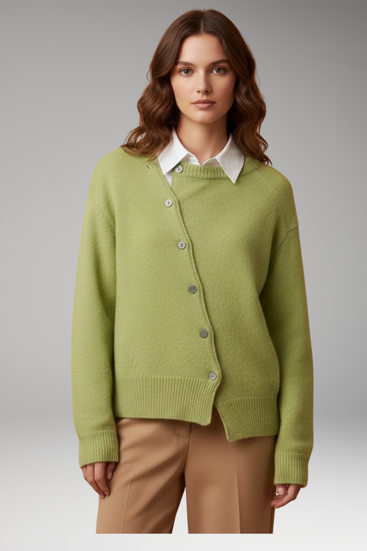 Women's Long Sleeve Asymmetrical Button Cardigan