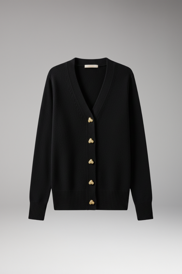 Women's Button Front Cardigan Ribbed Cuffs - VibreMode