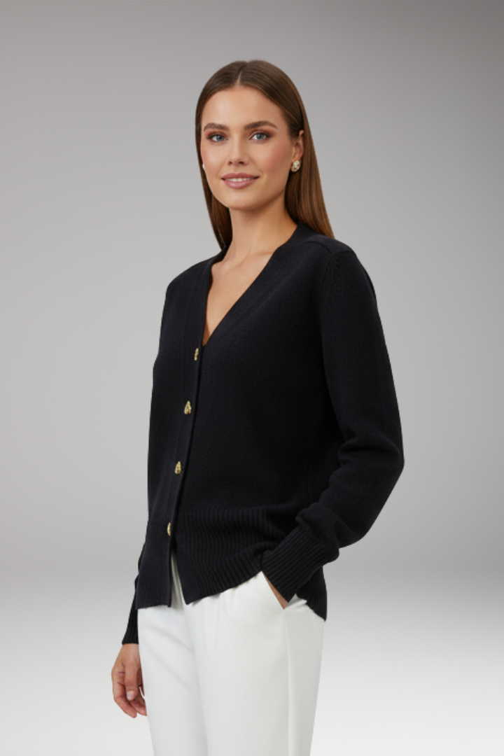 Women's Button Front Cardigan Ribbed Cuffs
