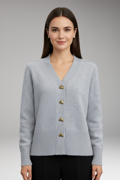 Women's Button Front Cardigan Ribbed Cuffs