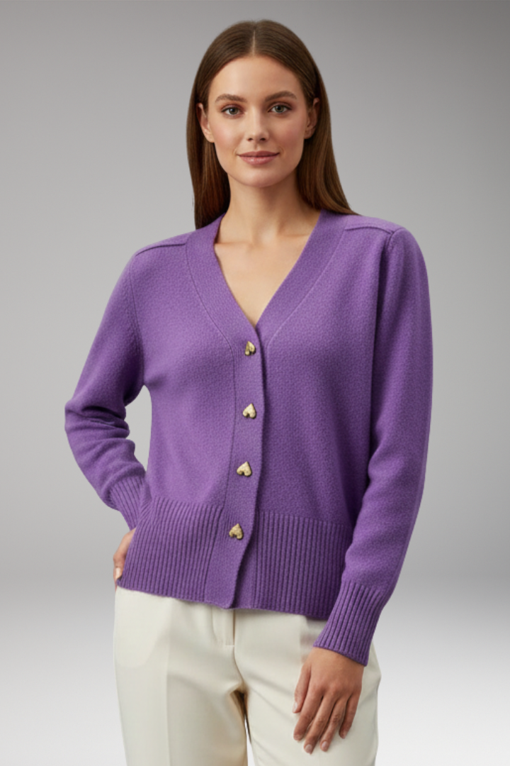 Women's Button Front Cardigan Ribbed Cuffs