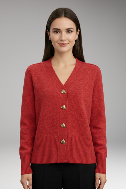 Women's Button Front Cardigan Ribbed Cuffs