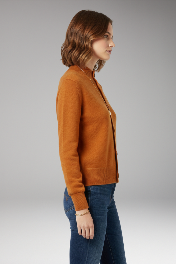 Women's High Neck Cardigan Button Front