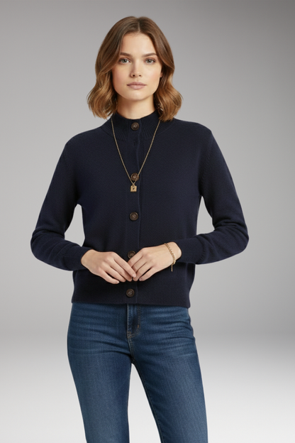 Women's High Neck Cardigan Button Front